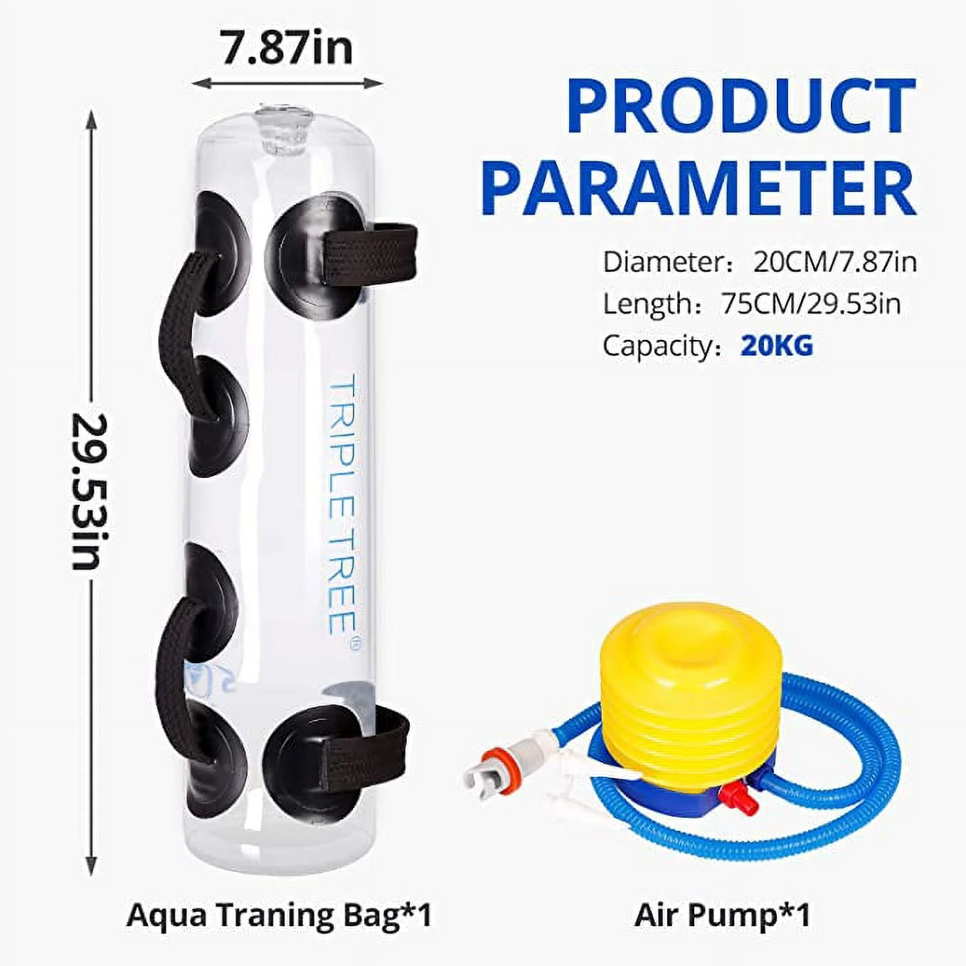 Fitness Aqua Bag, Adjustable Water Weight Bag with Upgraded Air Pump 45LBS Portable Aqua Training Bag Instead of Sand Bag Training Fitness Equipment for Workout Weights Training Balance